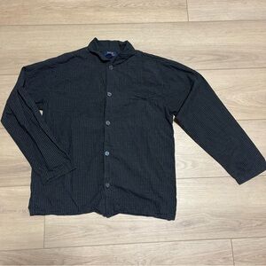 Polo Ralph Lauren Sleepwear Black Grid Striped Button Down Long Sleeve Shirt M